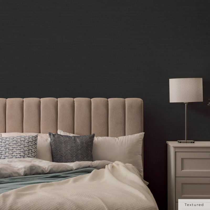 Barayon 33' L x 20.5" W Textured Peel and Stick Wallpaper Roll, Black 