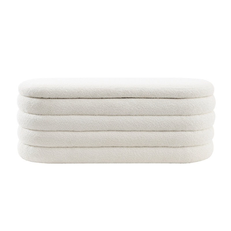 Brigett Upholstered Ottoman, Ivory 100% Polyester