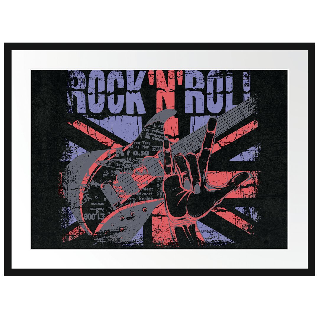 Gerahmtes Poster Rock N Roll Black