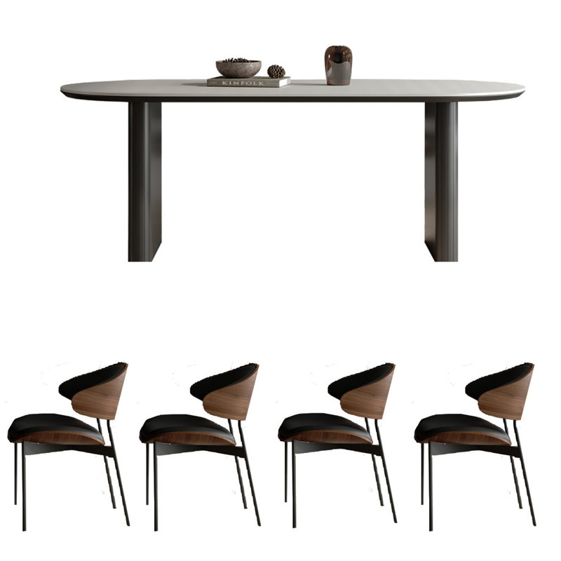 Modern style oval dining table, 29.53"H x 62.99"L x 31.5"W