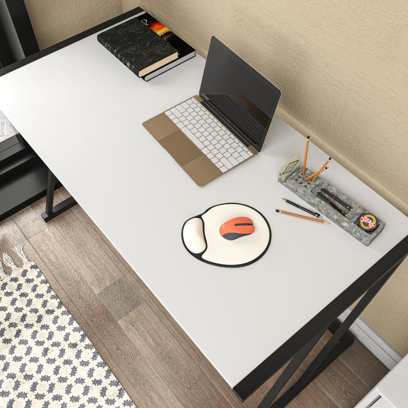 Lenes 120cm W Rectangular Desk, White/Black