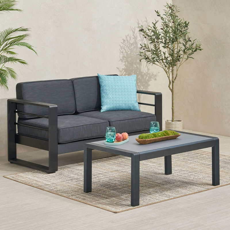 Outdoor 2 Piece Sofa Seating Group with Cushions