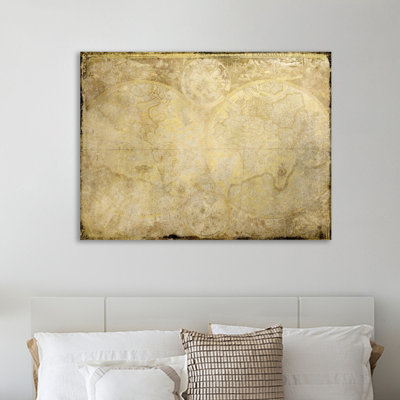 World Map In Gold by Kimberly Allen - Wrapped Canvas Print