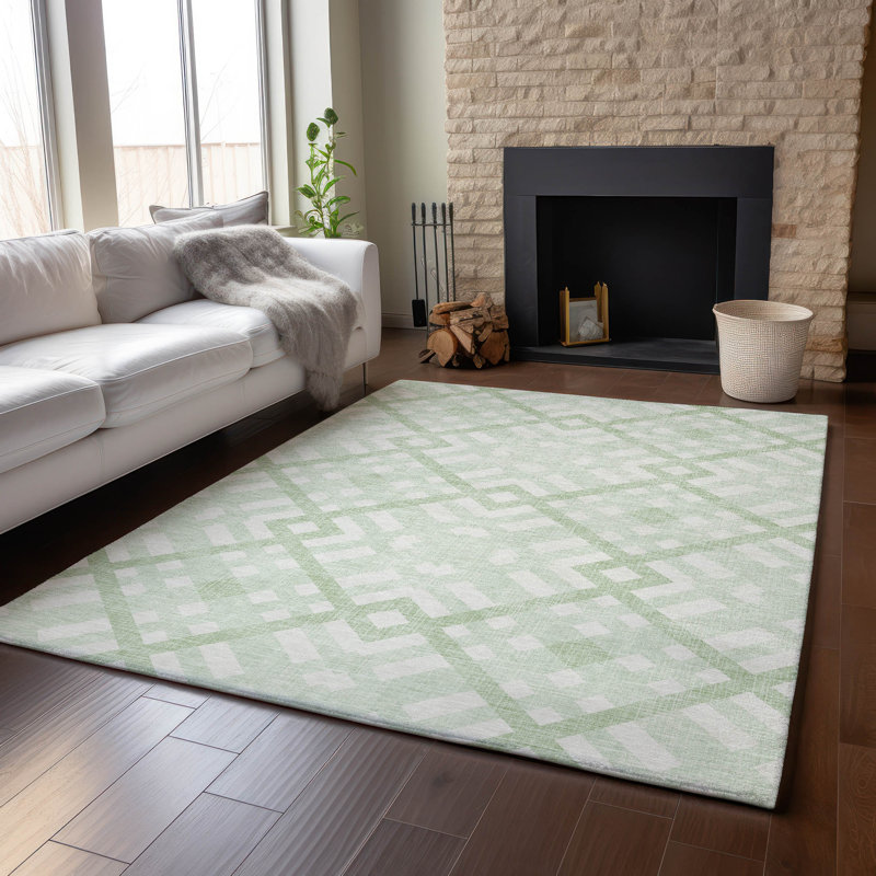 Premium Machine Washable Mayfield AMF616 Geometric Rug, Mint, 8' x 10'