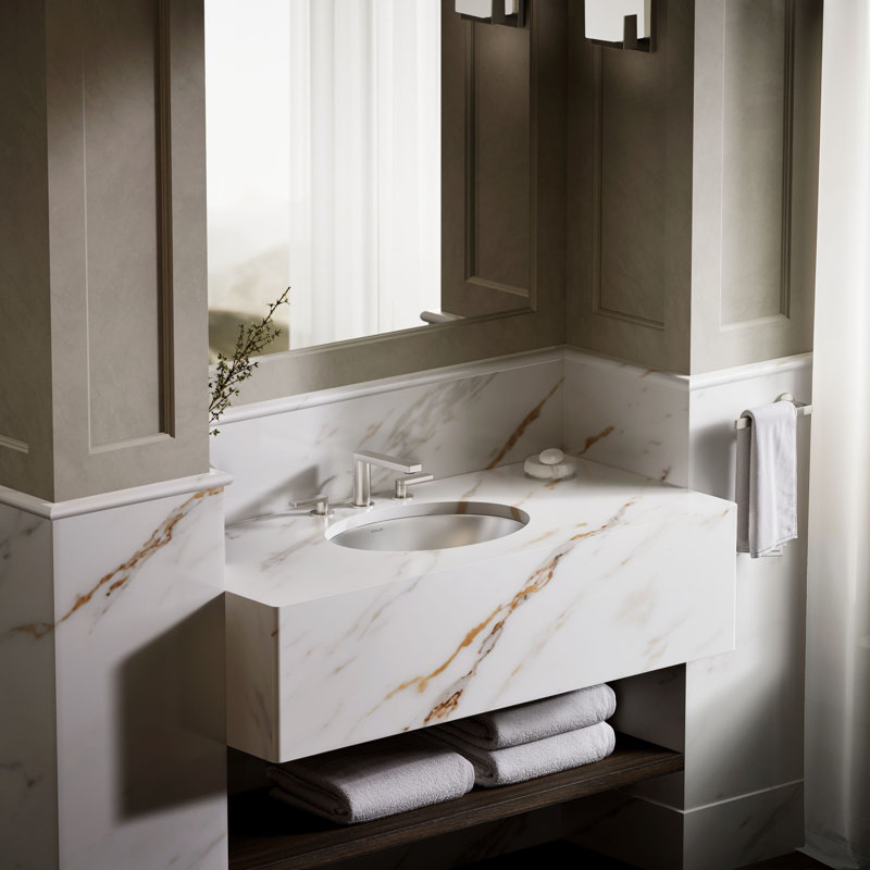 Rhythm Metal Oval Undermount Bathroom Sink, Satin