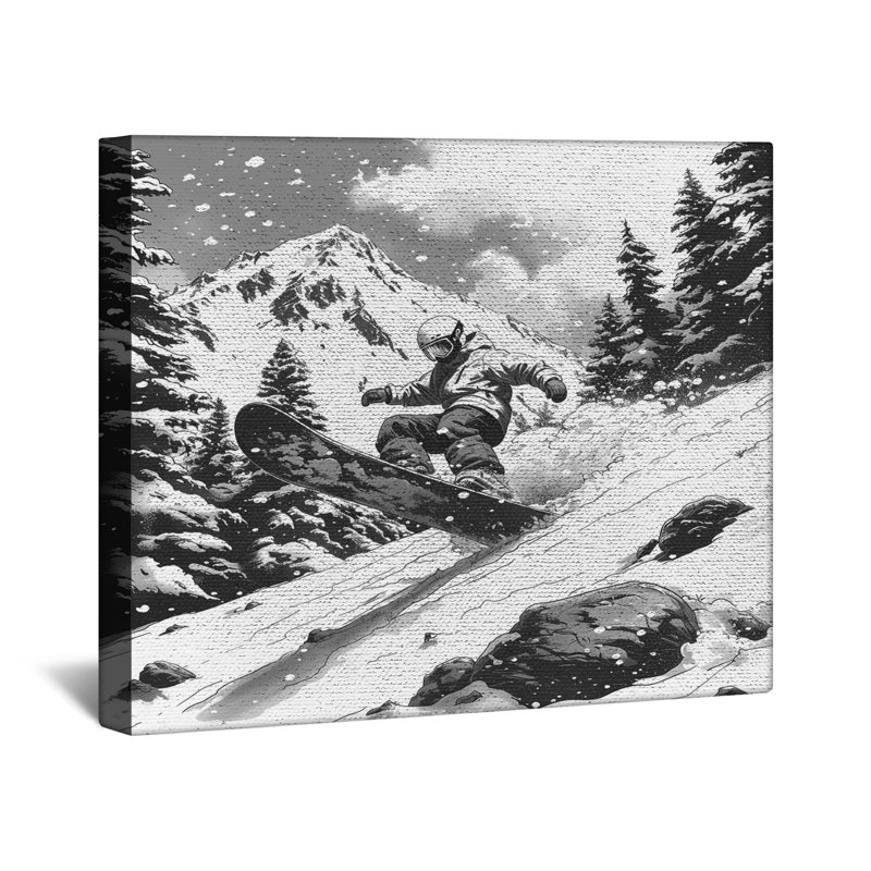 Toile de galerie en toile de planche à neige - Décoration murale sport en plusieurs tailles, 16 po x 16 po