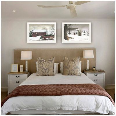 Trendy Decor 4U 2- Piece Vignette Christmas Time With Family White Framed Wall Art For Living Room, Bedroom Wall Art Print For Home Decor By Billy Jac