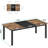 78.7" Industrial Dining Table for 6-8, Two-Tone Black & Brown Rectangle Table with Metal Legs