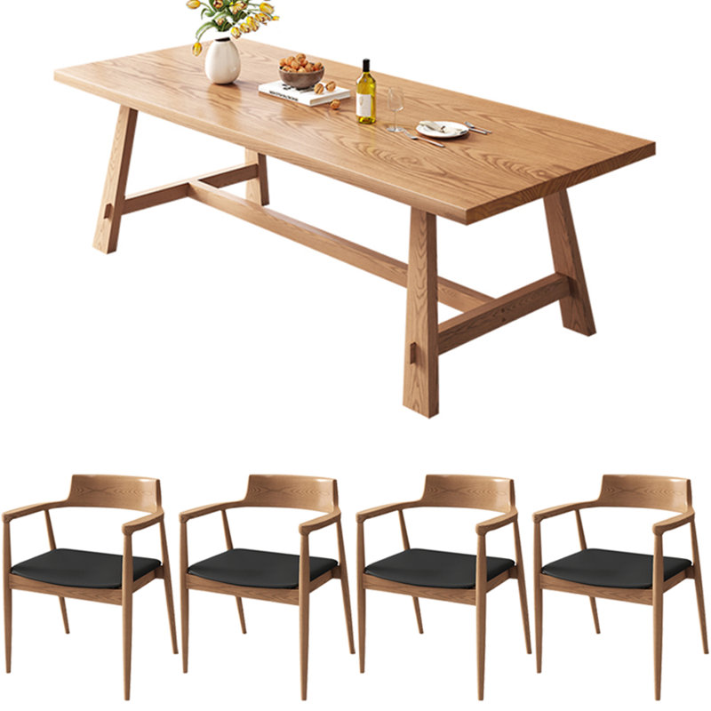 Ensemble de table de salle à manger en bois massif de style nordique, H 29,5 po x L 62,9 po x l 31,4 po