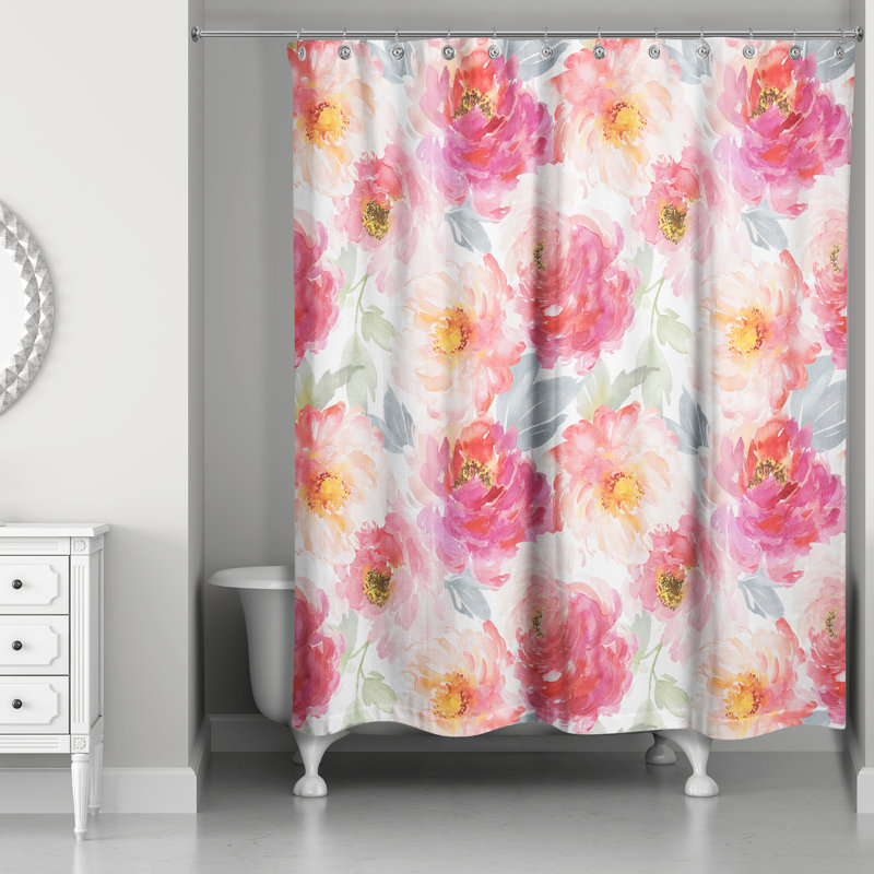 Rideau de douche simple Adamczyk, Rose