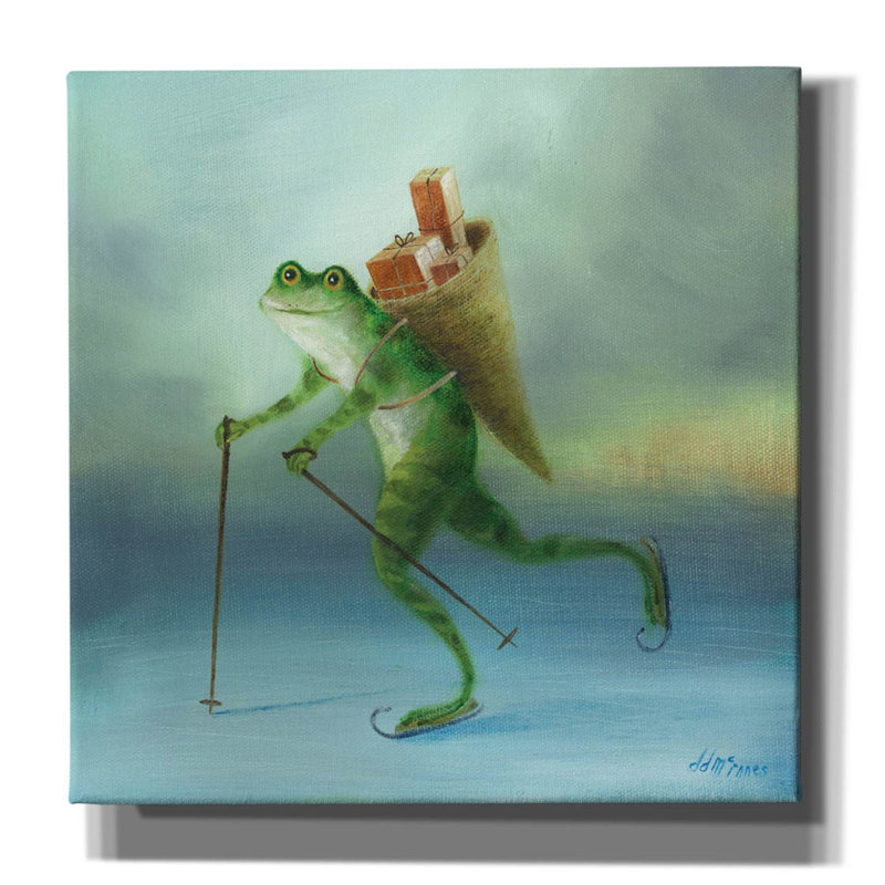 " The Yuletide Frog " Print, 37" H x 37" W x 1.5" D