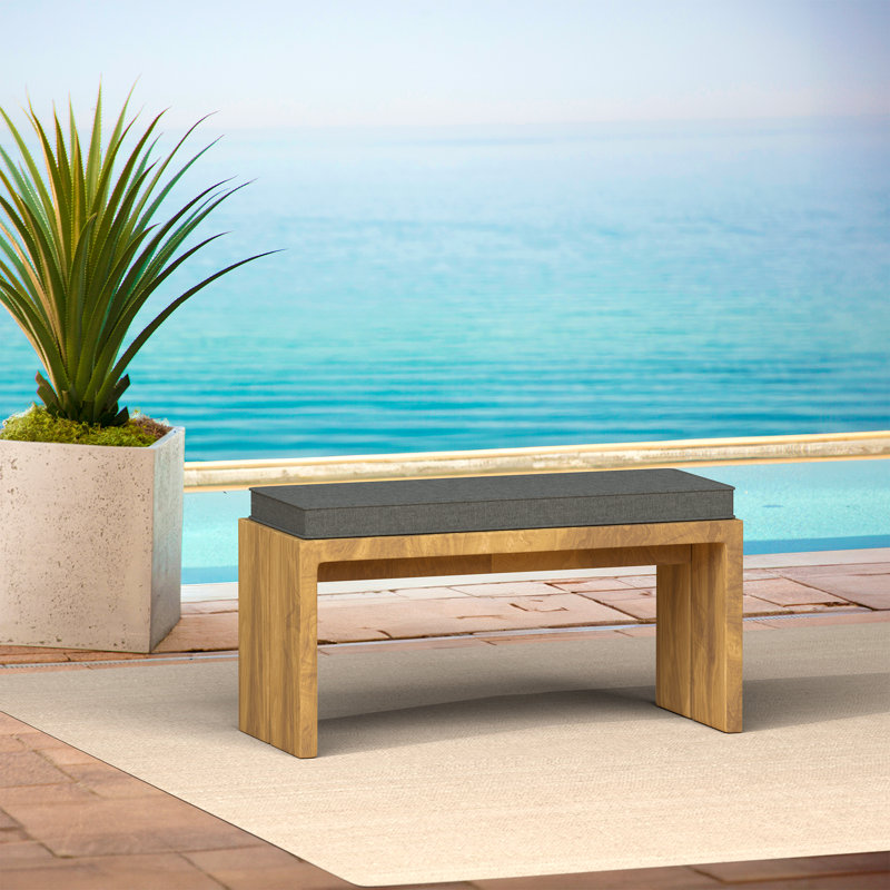 ARDEN Foam Outdoor Double Welted Bench Cushion, 48 x 18, made with ProFoam, Heathered Charcoal
