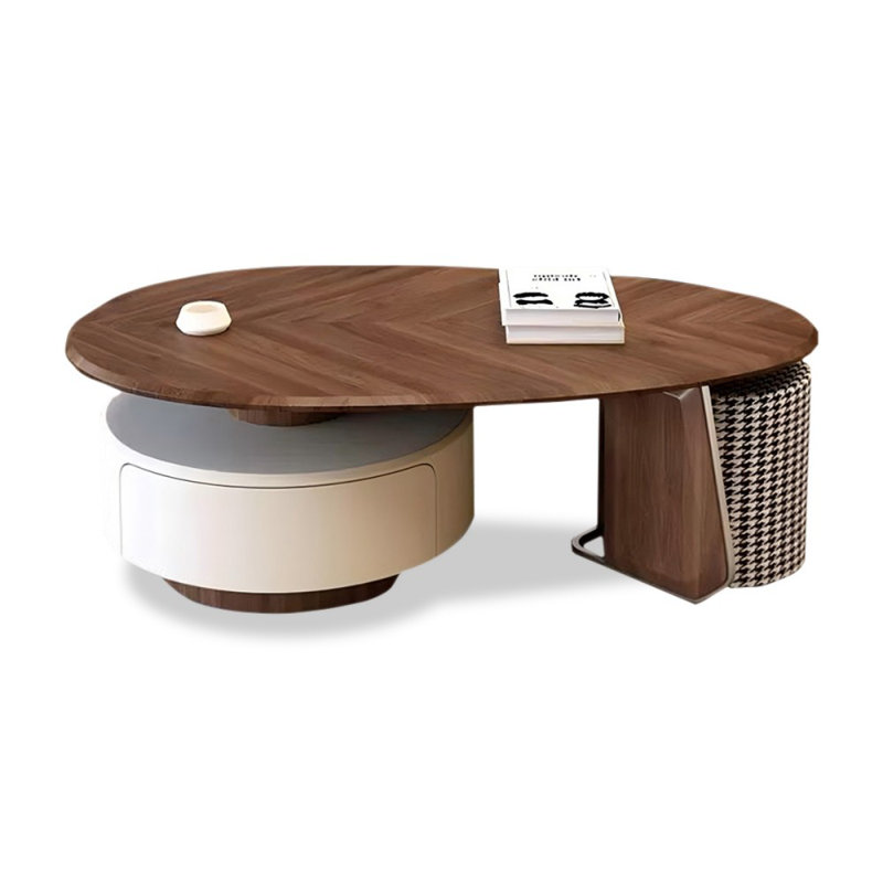 Table basse en bois manufacturé 47,24 "brun noisette et cristal-crème