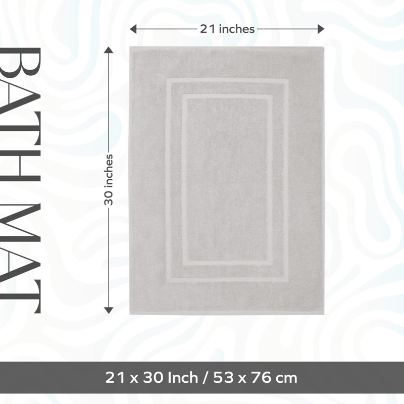  Tapis de bain 100% coton 850 g / m² super doux, très absorbant et à séchage rapide - pas un tapis de salle de bain, Argent