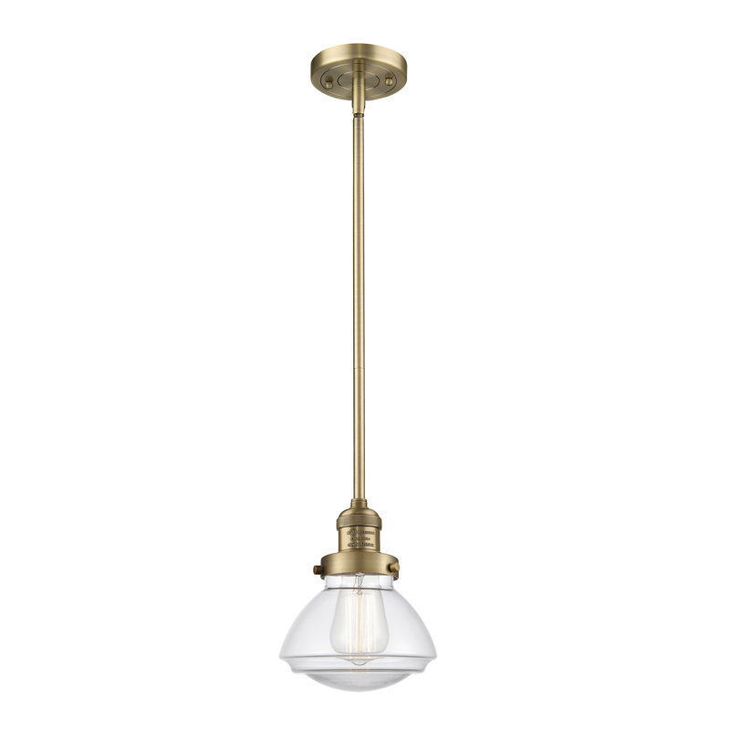 Luminaire suspendu simple à 1 lumière Chesterville, Ampoule non incluse, Transparent, Laiton brossé