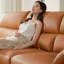 Orange Genuine Leather Modular Sofa cushion Fourseat-125094867