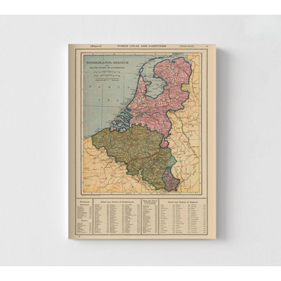 Europe, Pays-Bas, Belgique - Reynold 1921, affiche de carte antique de la Belgique, impression des Pays-Bas, affiche de carte européenne, carte rétro