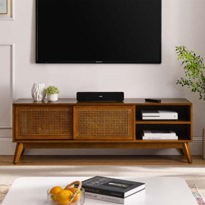 Meuble télé 59 po Mid-Century Rattan Modern