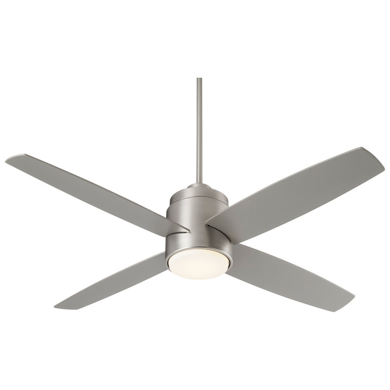 Garyl 52'' Ceiling Fan with Light Kit, Satin Nickel