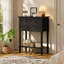 Console étroite, canapé mince avec trois tiroirs de rangement et tablette inférieure (noir)-2099728141