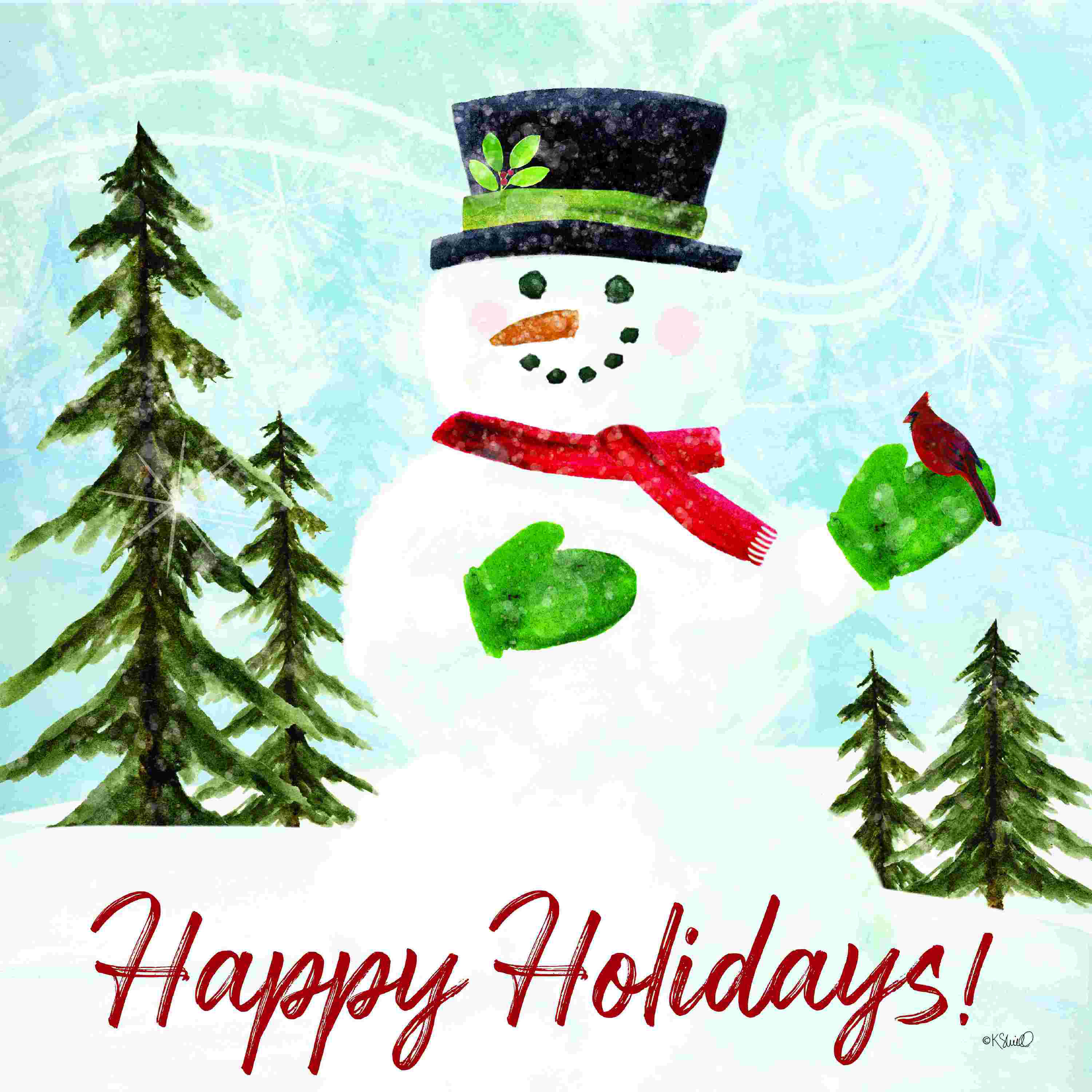 The Holiday Aisle® " Happy Holidays Snowman " by Kate Sherrill Wayfair