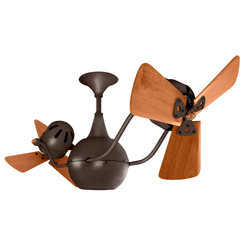 Ventilateur de plafond double 44 po avec commande murale et ensemble d'éclairage inclus Vent-Bettina, Bronzette
