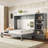 Queen Size Murphy Bed With Height Adjustable Storage Compartments And Shelf, Wall Bed Frame With 1 Drawer, Multifunctional Foldable Platform Bed For Bedroom,Guest Room-174067199