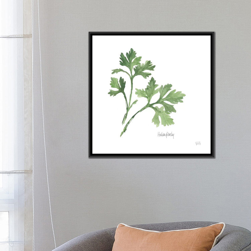 « italien parsley », reproduction d’art sur toile, H 18 po x l 18 po x P 1,5 po, Toile avec cadre noir, Pas de tapis