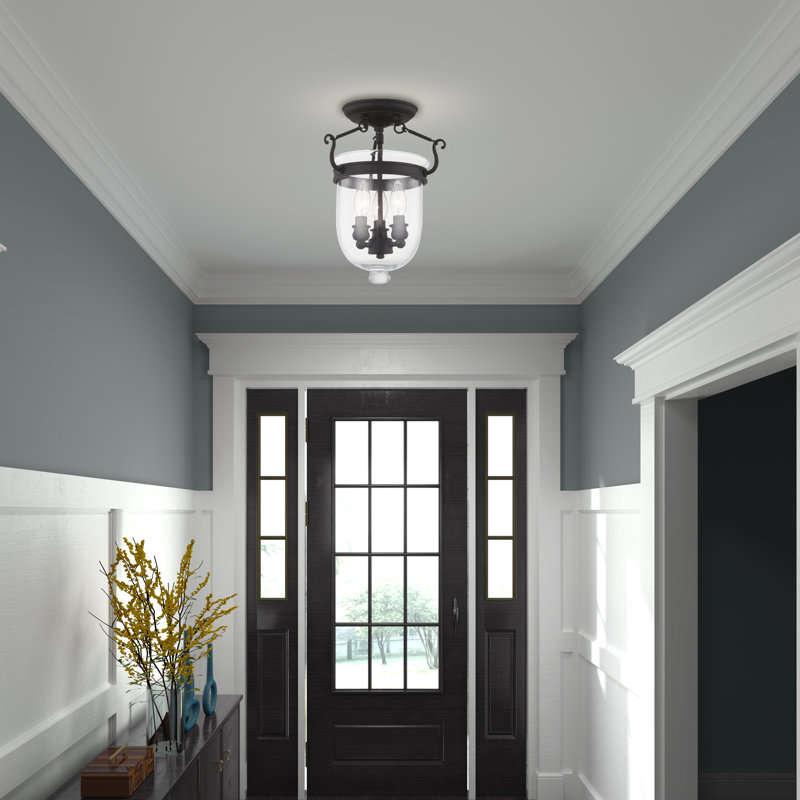 Plafonnier semi-encastré 3 lumières Husman, H 14 po x l 10 po x P 10 po, Noir