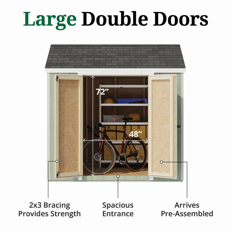 Value Gable Shed With Side Entry, Yes, 96.5'' H x 96'' W x 96'' D