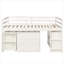 Lit mezzanine simple en bois massif avec bureau à roulettes et bureau, blanc éclatant
