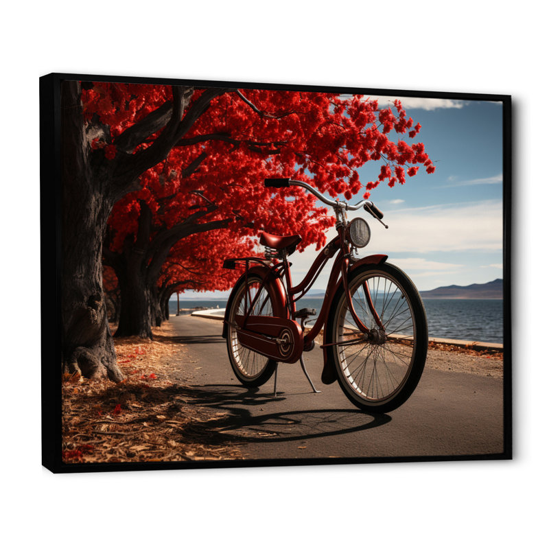 Vélo, voyage silencieux I - art mural sur toile, Cadre flottant noir, H 30 po x l 40 po x P 1,5 po
