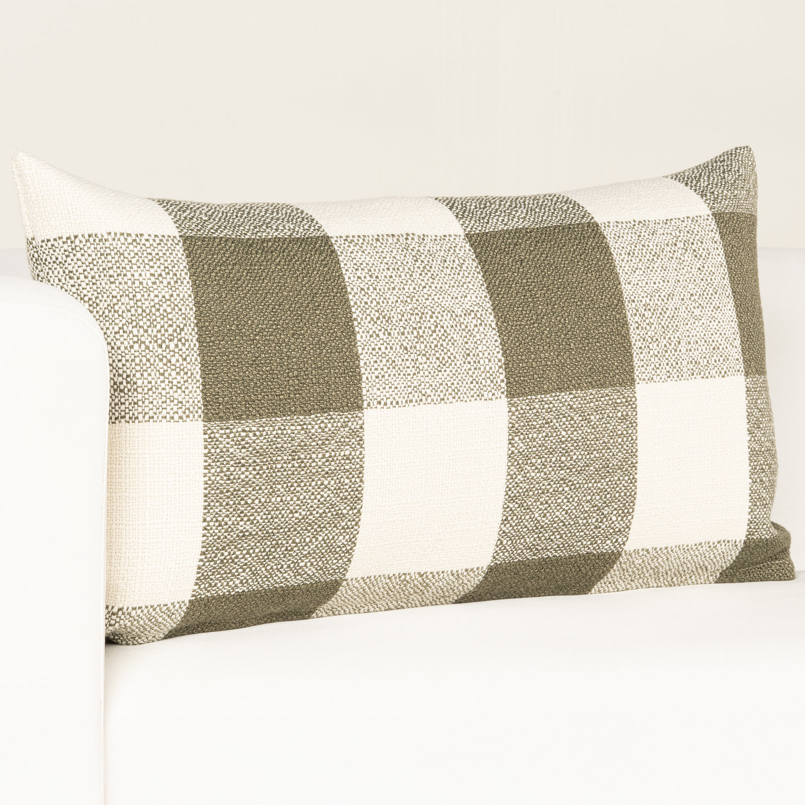 Birch Lane Cleveland Throw Pillow Lumbar, Green Checkered, Polyester