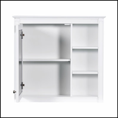 Armoire de salle de bain murale moderne avec miroir et 3 tablettes ouvertes, solution de rangement durable et peu encombrante