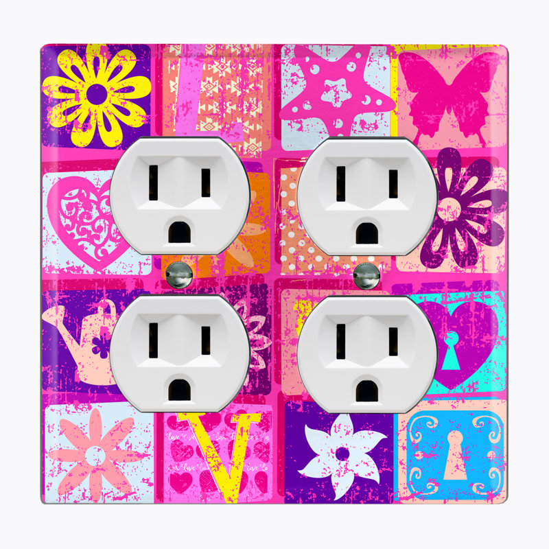 Metal Light Switch Plate Outlet Cover (Love Blocks - Double Duplex)