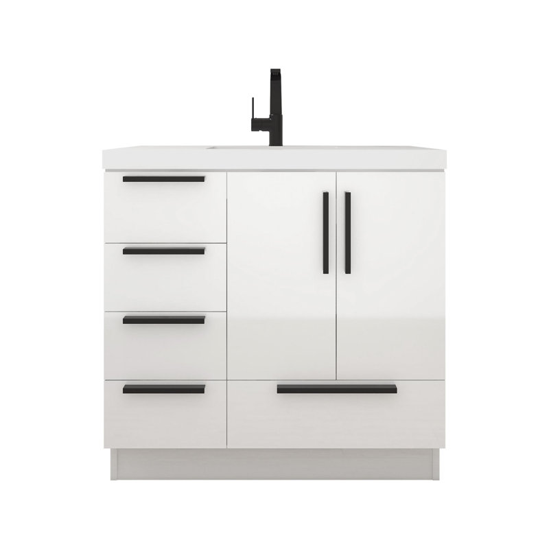 Havendale 36" Free Standing Vanity With Acrylic Sink, White
