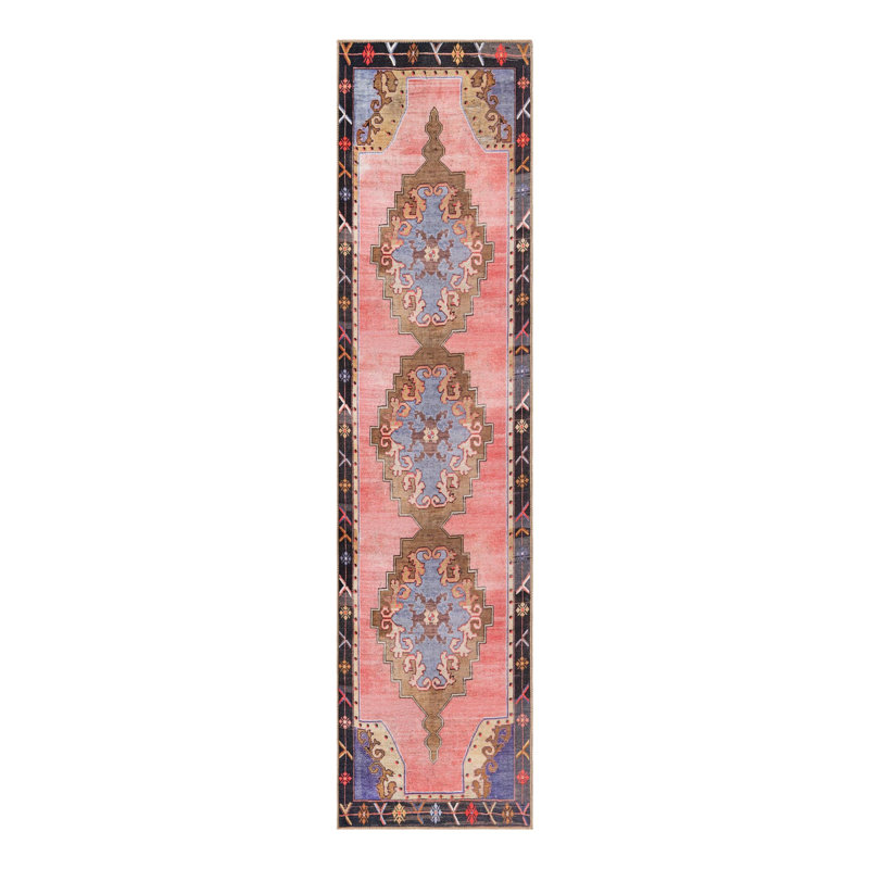 Tapis rose Glessite, Tapis de couloir 2 pi 6 po x 10 pi