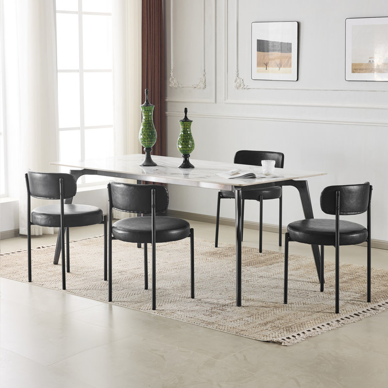 Black Leather Dining Chairs Set of 4