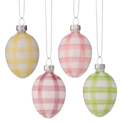 2" Glass Stripe Egg Ornament 