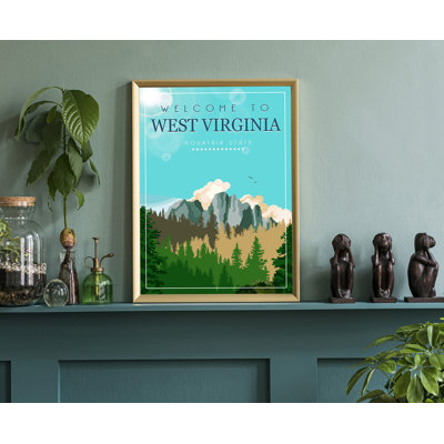 West Virginia Retro Style State Travel Poster, Vintage Unframed Print, Home And Office Wall Art