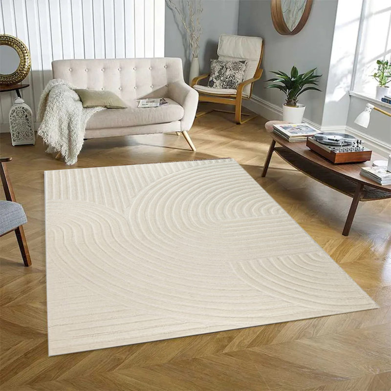 Tapis beige touffeté à la main Montreal 22 po x 34 po, Crème