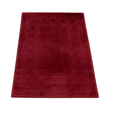 Machine Washable Anti-Slip Moroccan Trellis Burgundy Runner Rug 2'2" x 3'