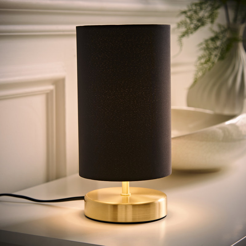 Romica Metal Table Lamp, Brushed Gold, Yes, Black