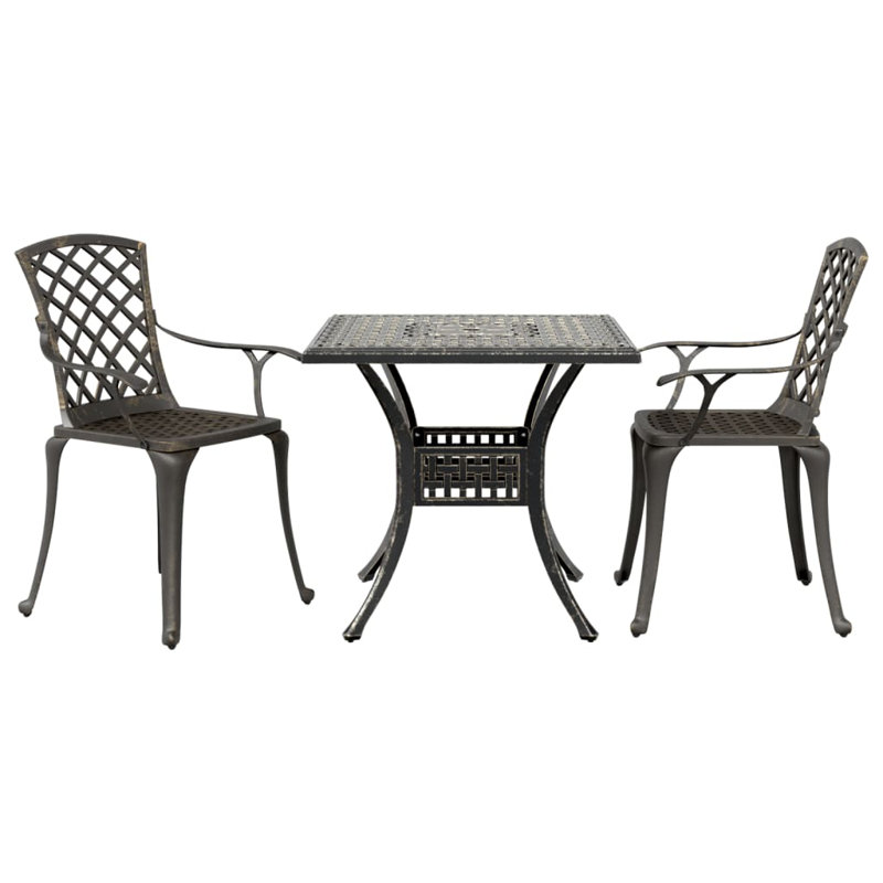 2 - Person Patio Dining Set with Square Table, Bronze