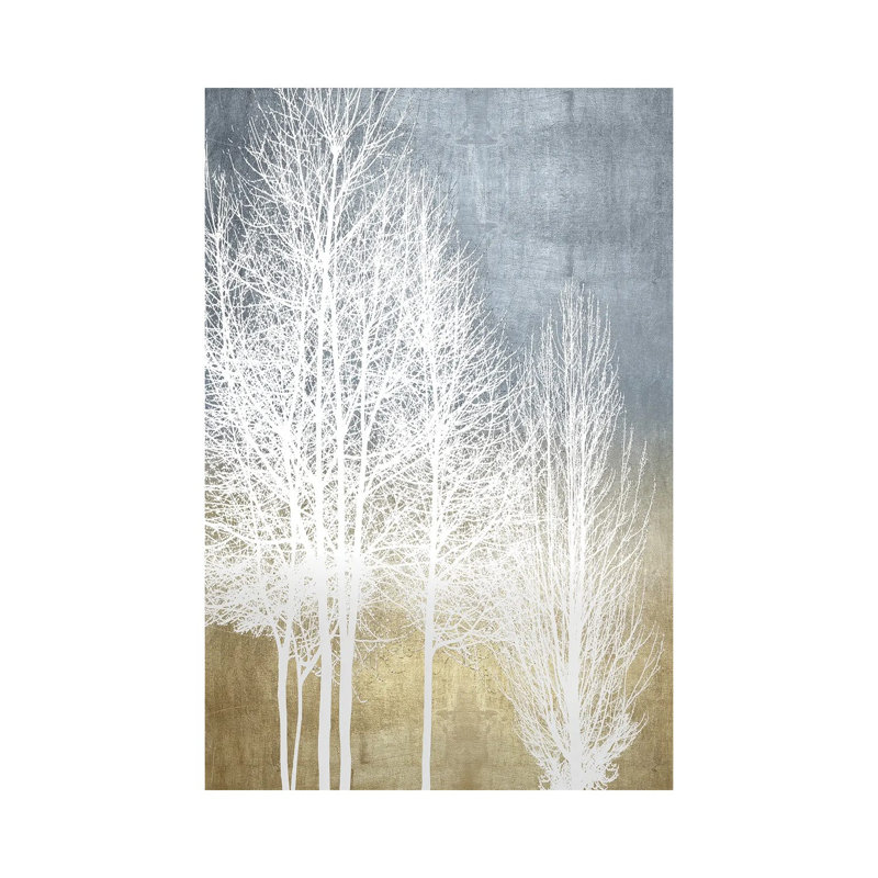 Trees on Gold Panel I 1 Piece Wrapped Canvas Painting, 20.32 cm H x 30.48 cm W