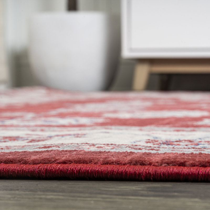 Tapis traditionnel rouge / ivoire Fenske, Tapis de couloir 2 pi 2 po x 8 pi
