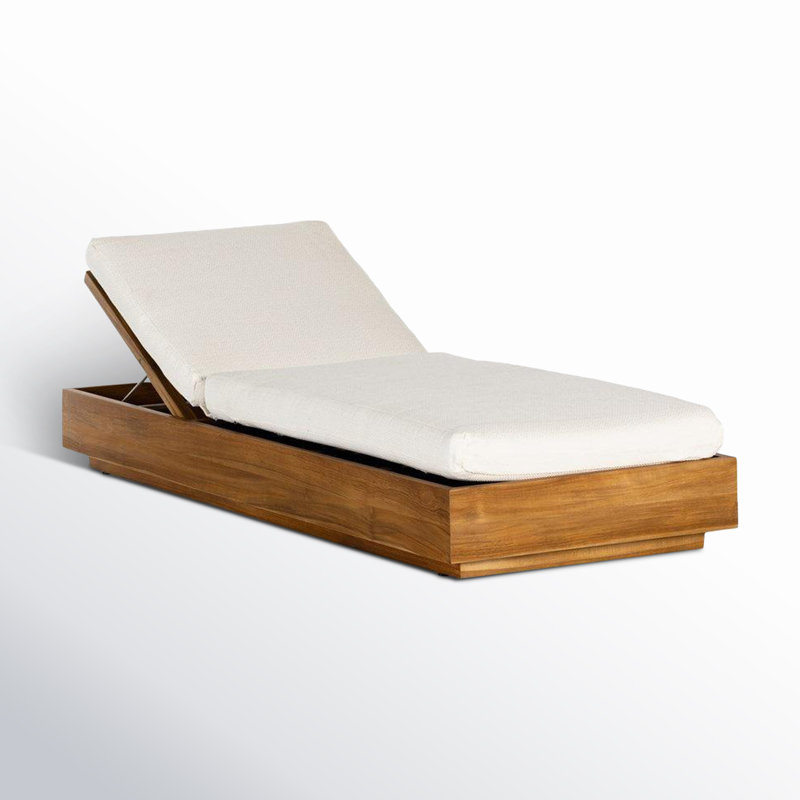 Kinta Outdoor Teak Chaise Lounge, White