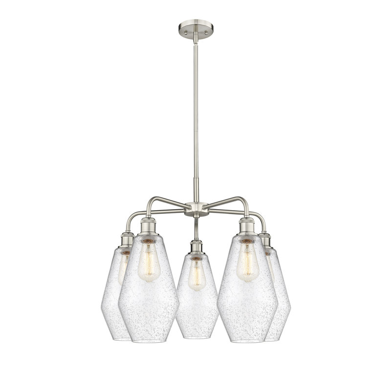 Lustre géométrique à intensité variable en acier à 5 lumières Amylea, H 20 po x l 25 po x P 25 po, Nickel satiné