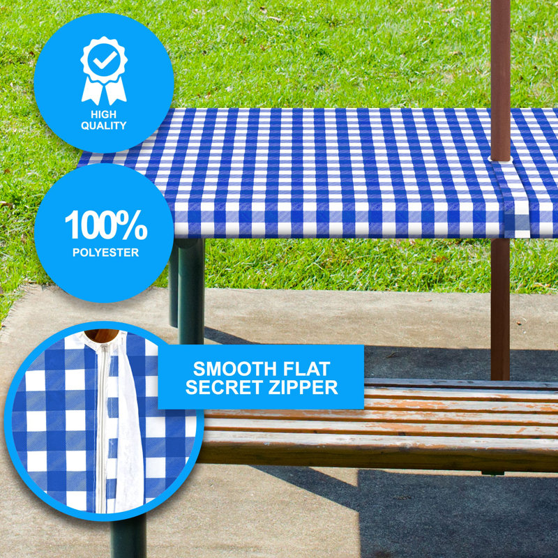 Tablecloth With Umbrella Hole Rectangle , 72" x 30", Blue