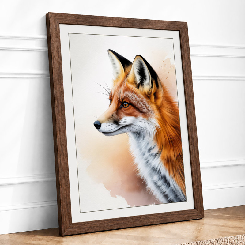Fox in Profile Boho - Framed Print, A1 - 84.1 x 59.4 cm, Walnut